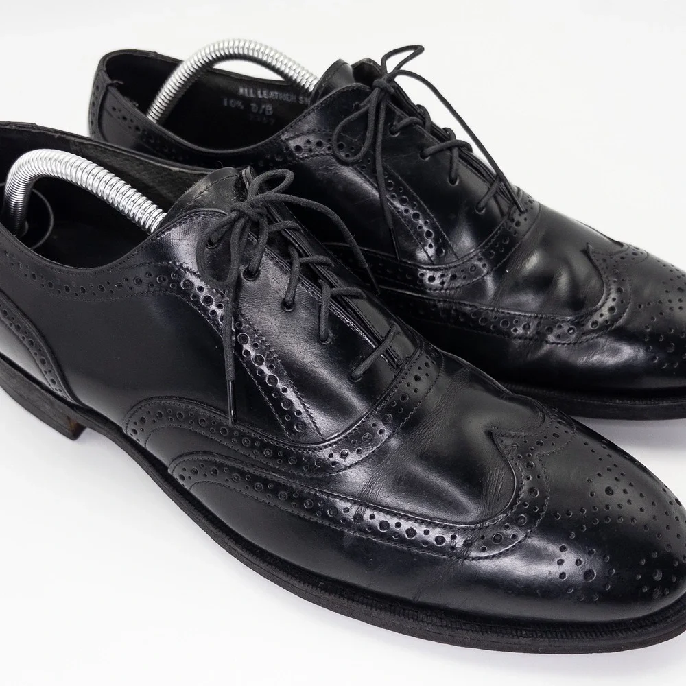 Stafford Comfort Plus Men's 10.5 D Black Leather Wingtip Oxford Dress Shoes